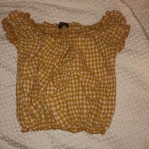 NWOT brandy melville yellow gingham crop top